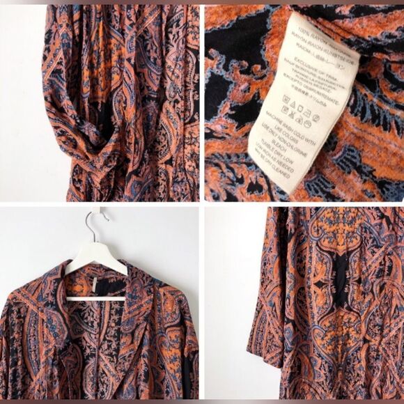 free people  half moon open front paisley duster size S - Picture 9 of 10